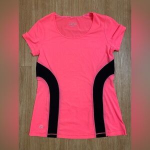 Lauren Ralph Lauren Neon Pink Short Sleeve Athletic Tee with Black Panels